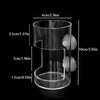 Clear plastic aquarium fish feeder ring with measurements and attached discs.