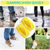 Yellow durable shoe washing bag used to clean shoes quickly.