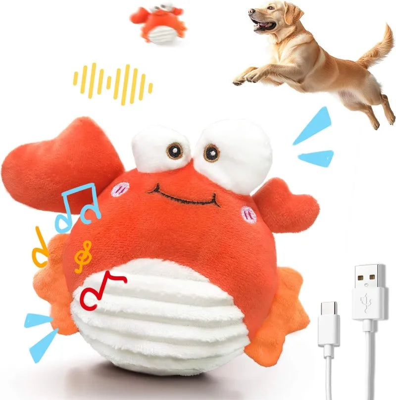 Interactive Crab Plush Toy with Motion-Activated Ball for Dogs