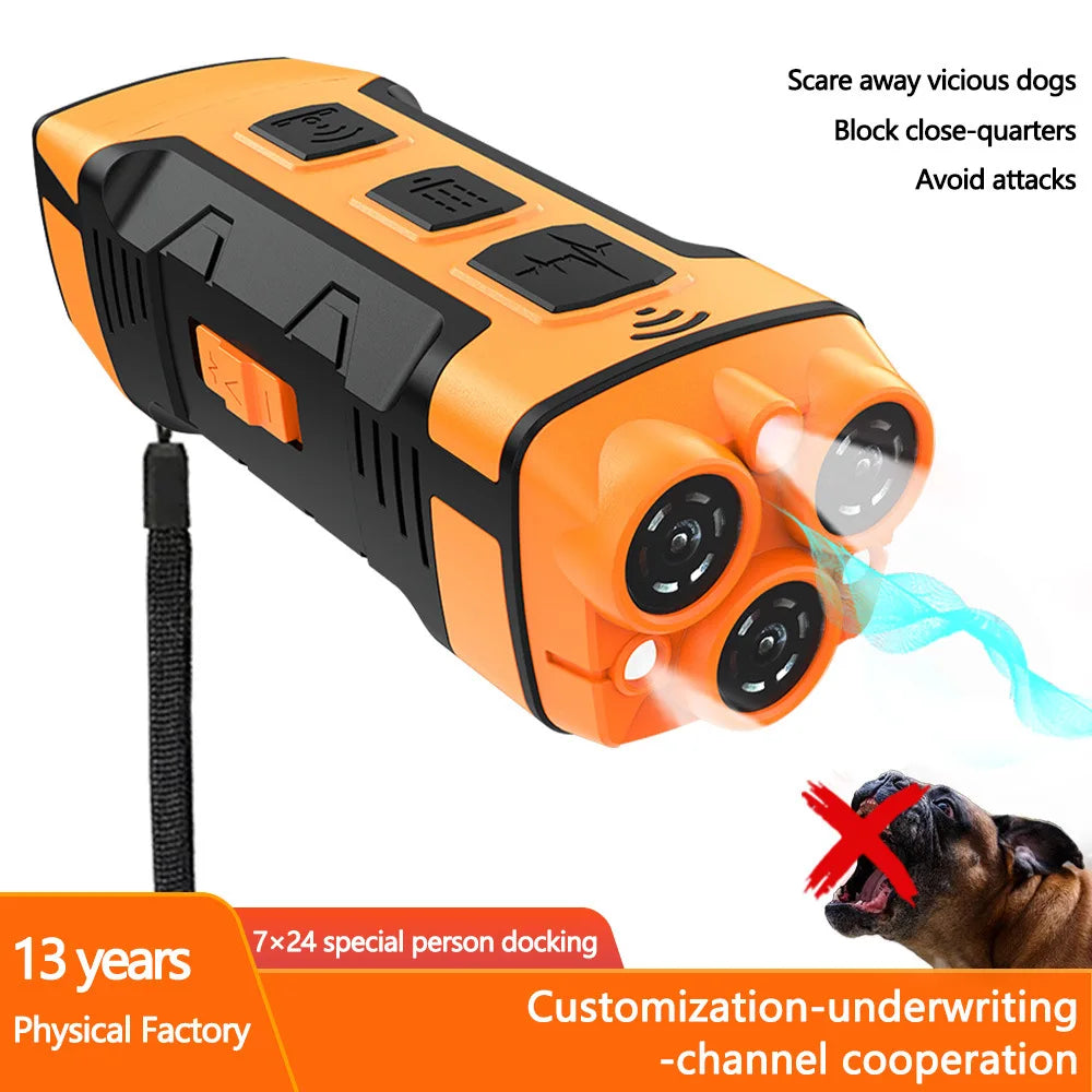 Rechargeable Ultrasonic Dog Bark Deterrent with LED Light