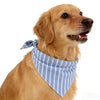 Blue White Striped Cotton Dog Bandana with Adjustable Fit