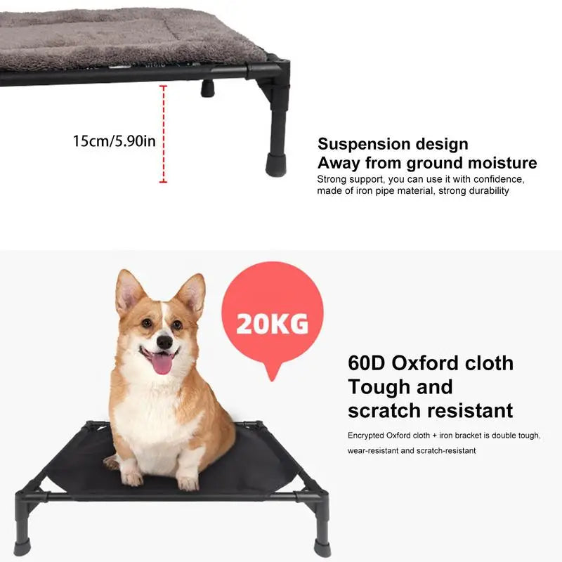 Portable Elevated Dog Bed with Canopy and Storage Bag
