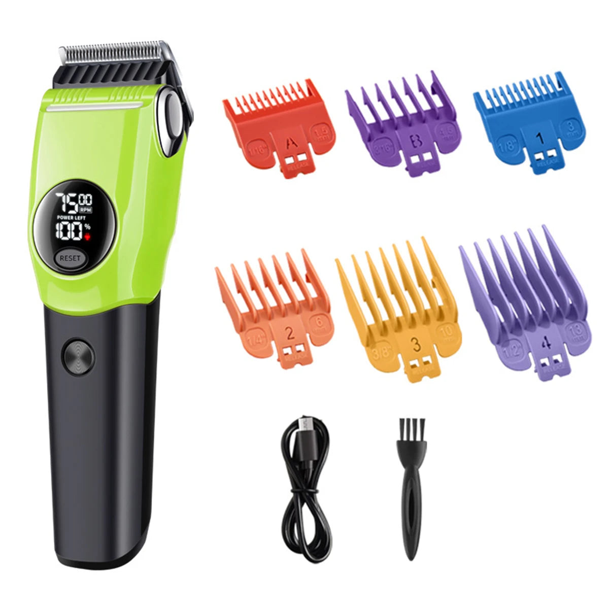 Professional Cordless Pet Grooming Clipper with LED Light and 6 Guide Combs