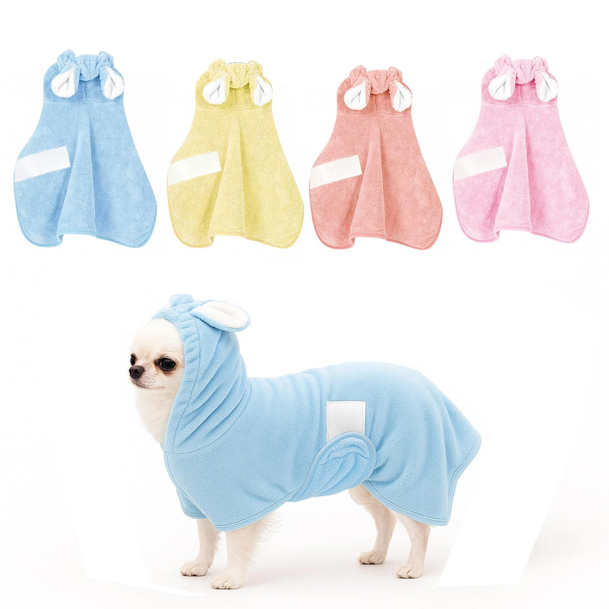 Adjustable Hooded Pet Bathrobe – Quick-Dry Microfiber Dog & Cat Towel