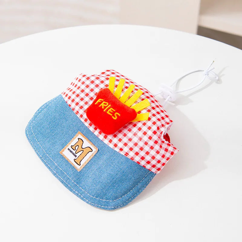 Denim Dog Harness and Leash Set with Matching Hat