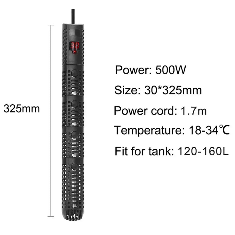Tauchheizkörper für Aquarium mit LCD-Display