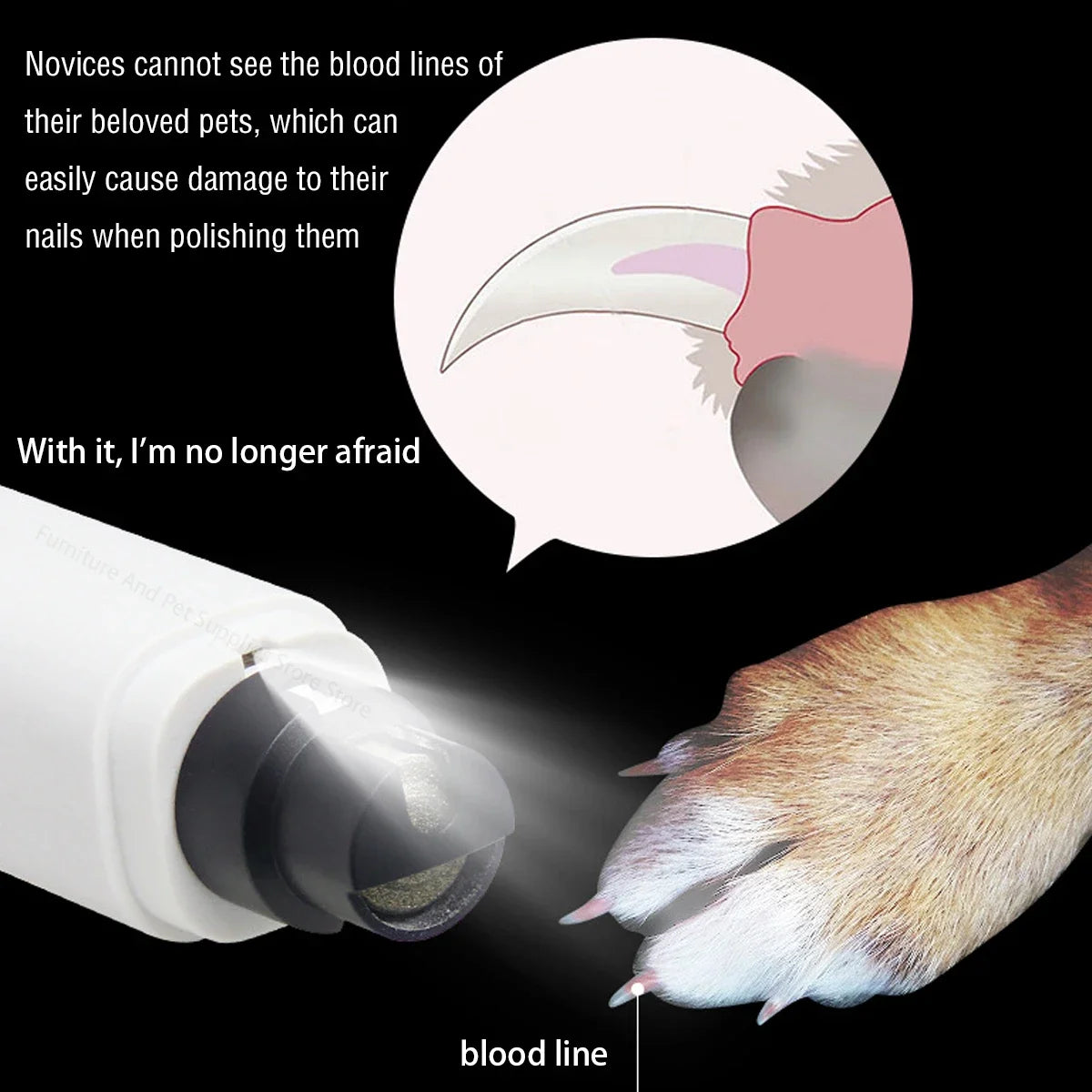 Rechargeable Electric Pet Nail Grinder with LED Light