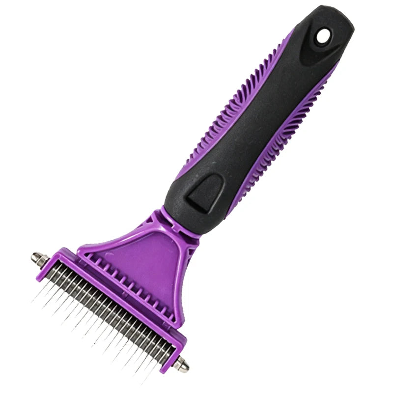 Double-Sided Pet Grooming Comb for Detangling and Shedding
