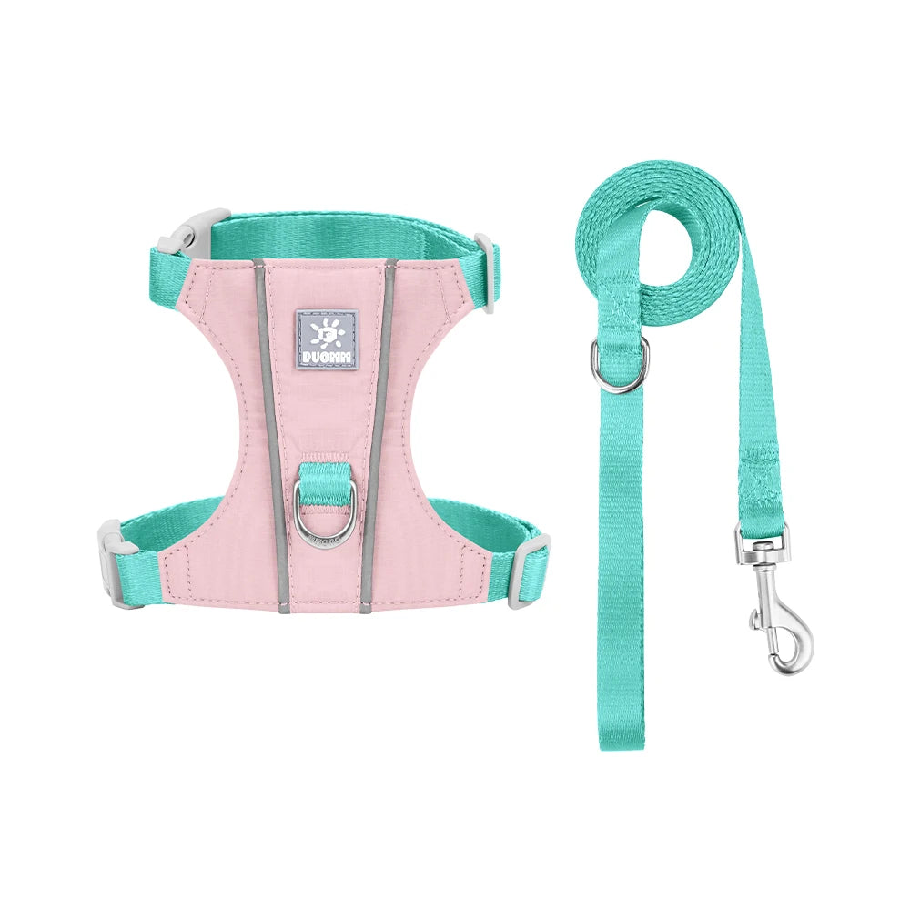 Pink and teal escape-proof harness and leash set for cats and small dogs