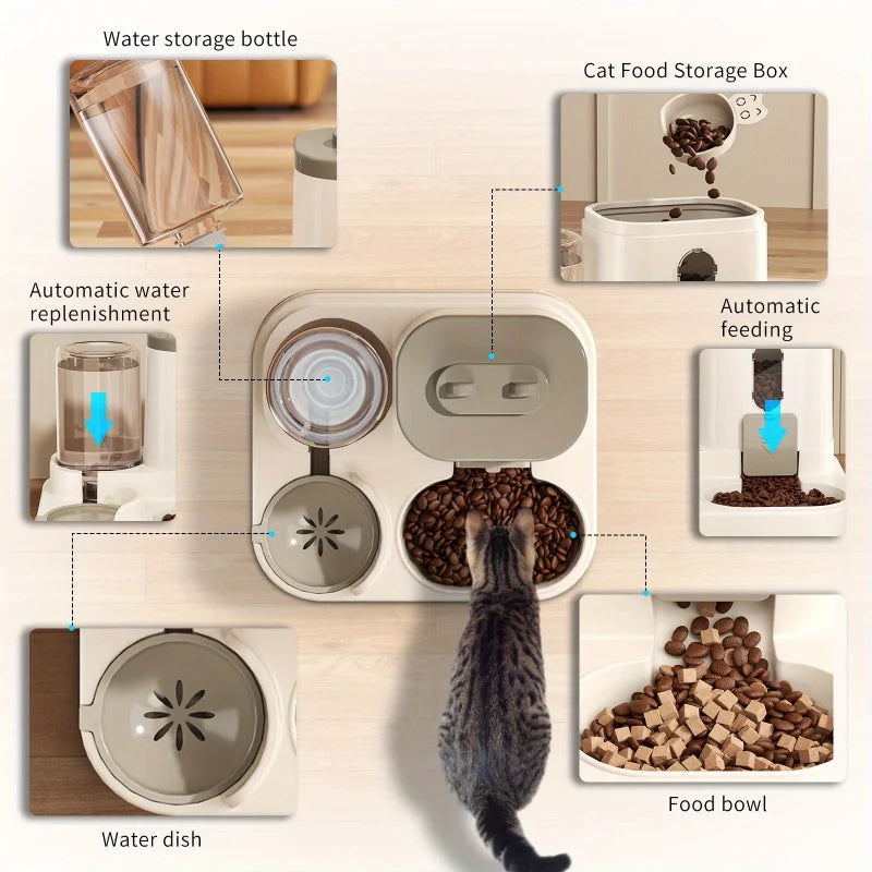 Cat and Dog Automatic Feeder with Spill Proof Water Fountain