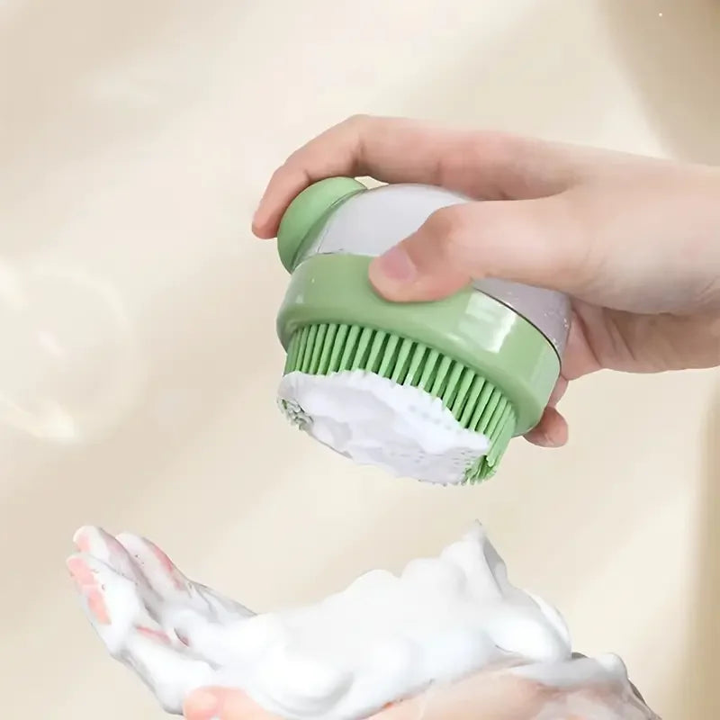 Pet Bath Brush with Soap Dispenser & Silicone Bristles