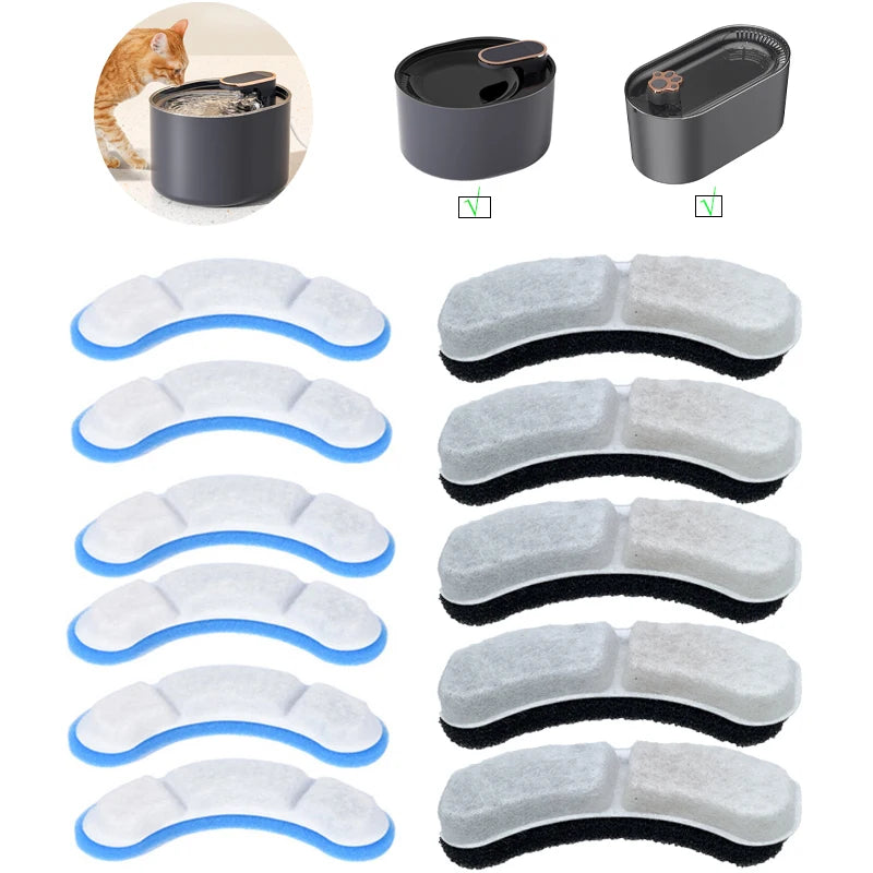 Set schwarze Aktivkohle-Ersatzfilter für Haustier-Wasserbrunnen in verschiedenen Formen und Größen.