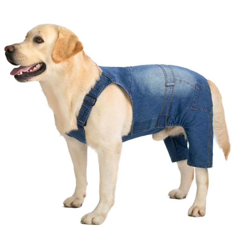 Denim Overalls for Dogs with Reflective Straps