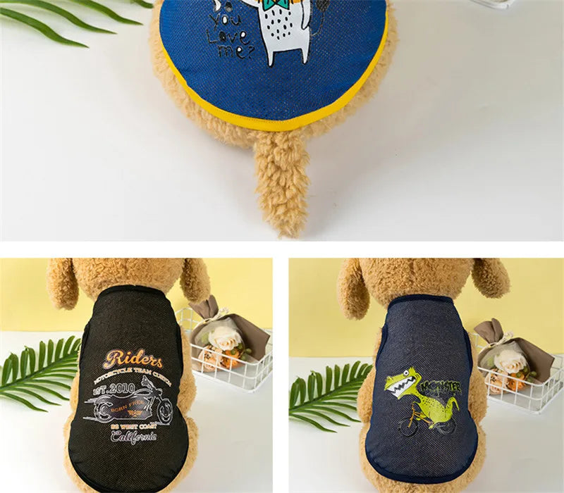 Breathable Mesh Pet Vest with Cute Cartoon Print