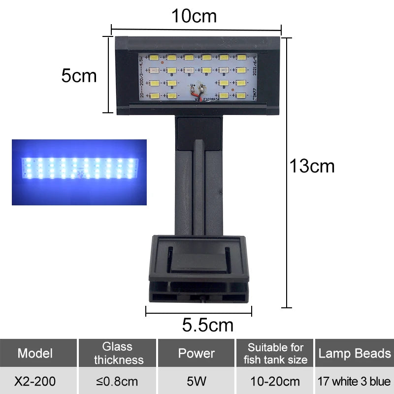 Lampe LED à clipser pour aquarium, fine, idéale pour la croissance des plantes