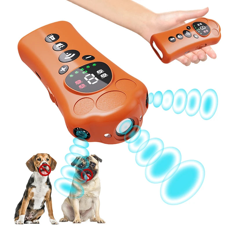 Paw-Shaped Ultrasonic Dog Repeller with Adjustable Frequency Levels and LED Flashlight