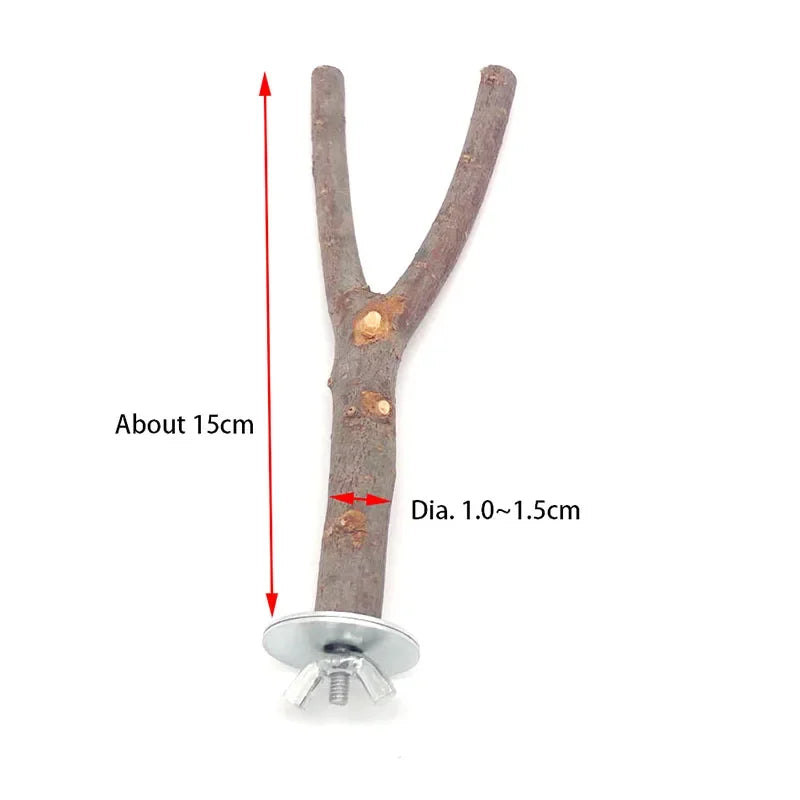 Percha natural de madera en forma de V para pájaros y mascotas pequeñas, de aproximadamente 15 cm de largo.