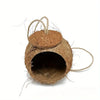 Nid en coque de noix de coco naturelle avec cordon de suspension