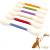 Un juego de seis hisopos de manzanilla de colores, blanco, amarillo, verde, morado, naranja y rojo, con un gatito pequeño cer