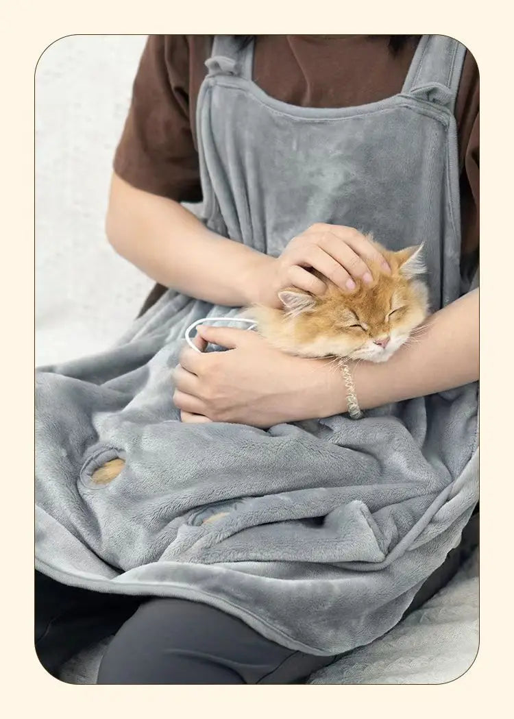 Plush Cat Carrier Apron with Cozy Sleeping Pocket for Small Pets