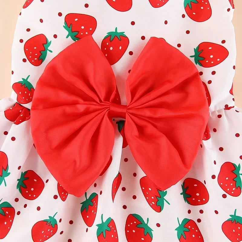 Princess-Style Summer Dog Dress with Bow for Small Breeds