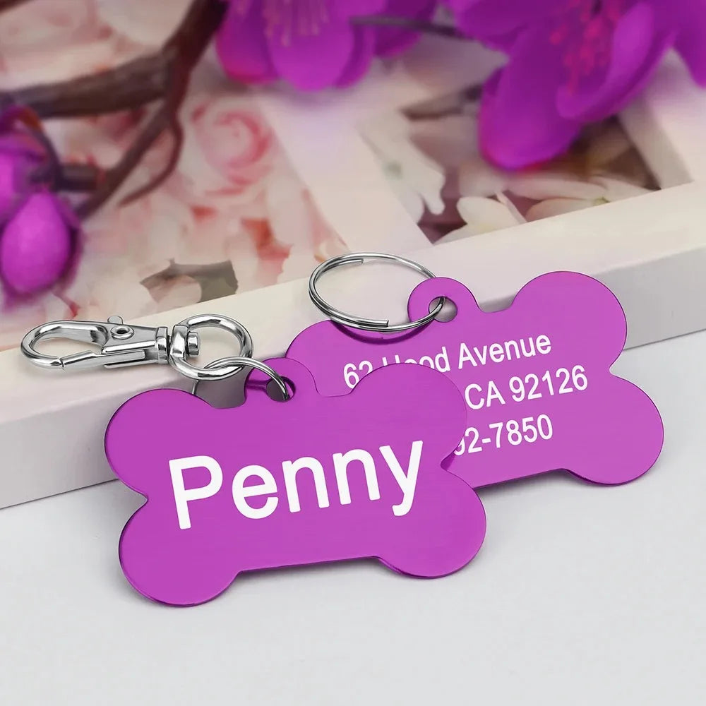 Personalized Bone-Shaped Pet ID Tag with Custom Engraving