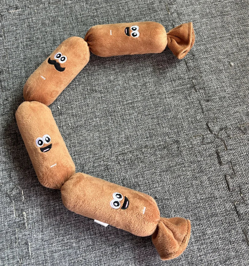Squeaky Sausage Plush Chew Toy for Dogs