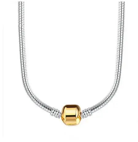 Sterling silver snake chain necklace with a heart charm