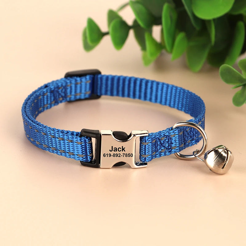 Reflektierendes Nylon-Hundehalsband mit Glocke und Namensschild