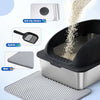 Stainless Steel Cat Litter Box with Lid, High-Sided, Extra Large