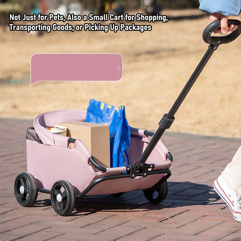Foldable Pet Stroller with Sun Canopy