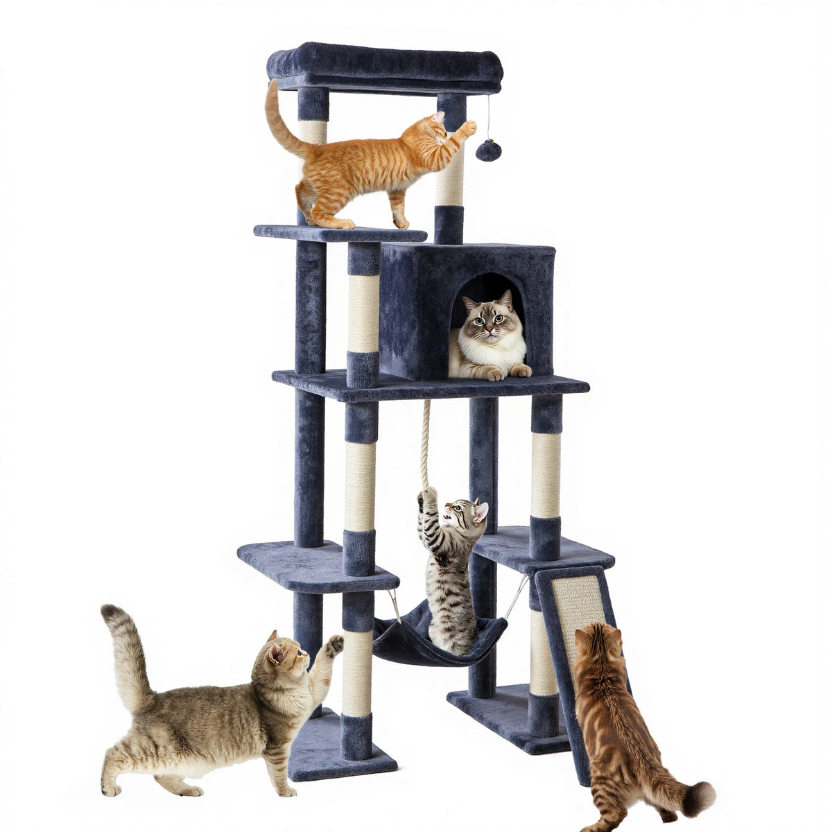 Multi-Level Cat Tree with Scratching Posts and Cozy Condos