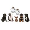 A collection of dog breeds and a heart-shaped pet hair storage jar.