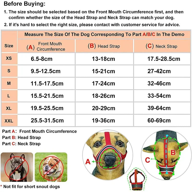 Adjustable Breathable Mesh Dog Muzzle with Reflective Strip