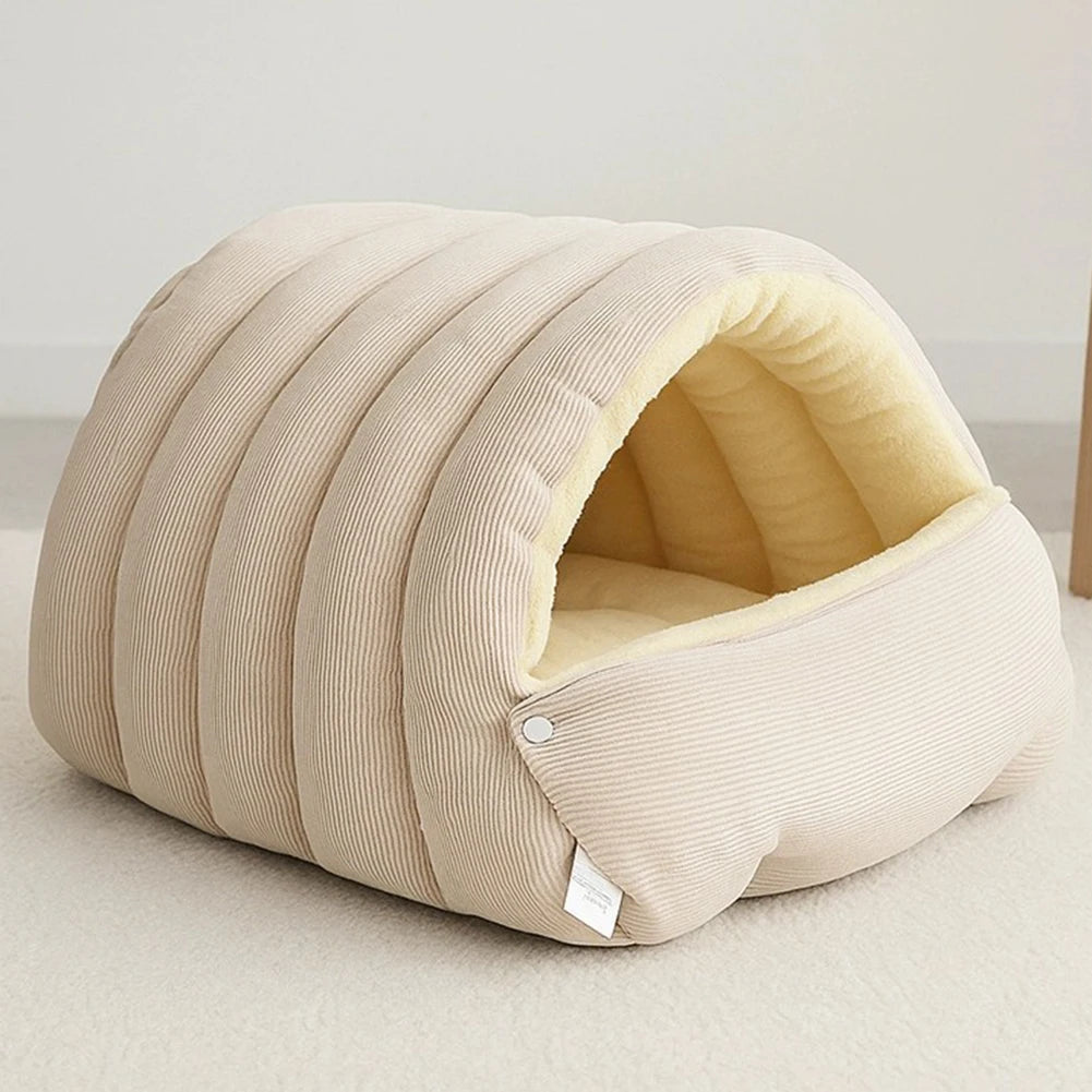 Cozy Plush Cat Cave Bed with Removable Washable Cover