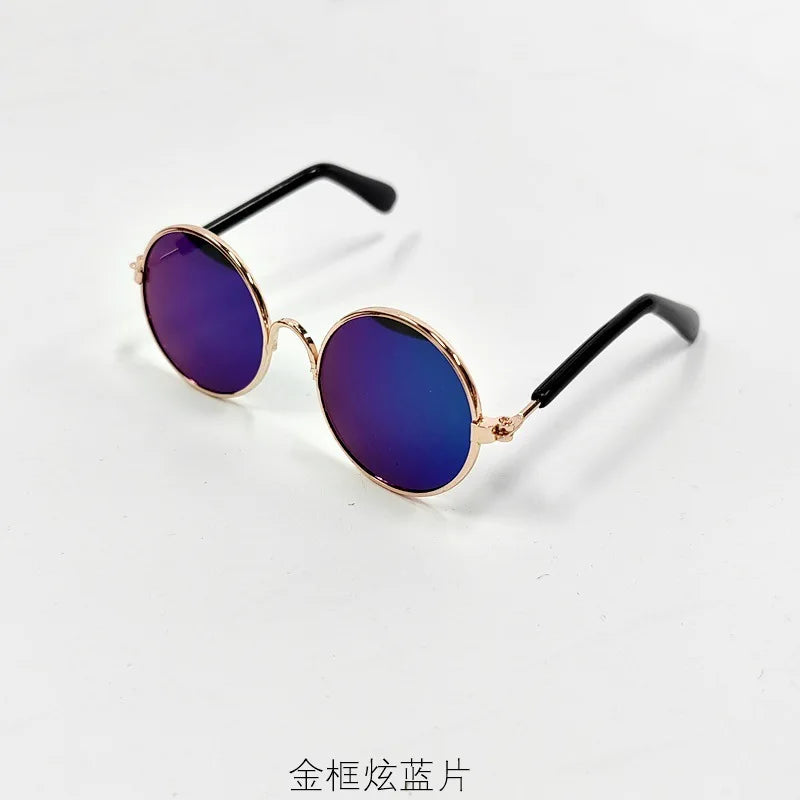Goldgerahmte Sonnenbrille mit lila Linsen für Haustiere