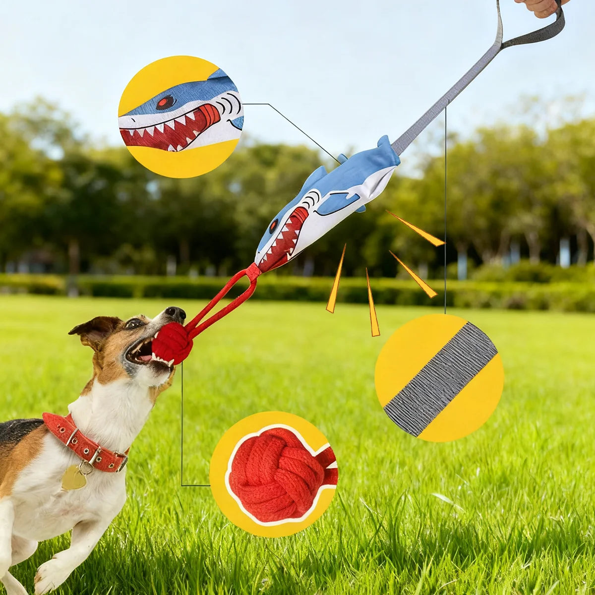 Interactive Knot Rope Dog Toy with Pulling Sound Effect