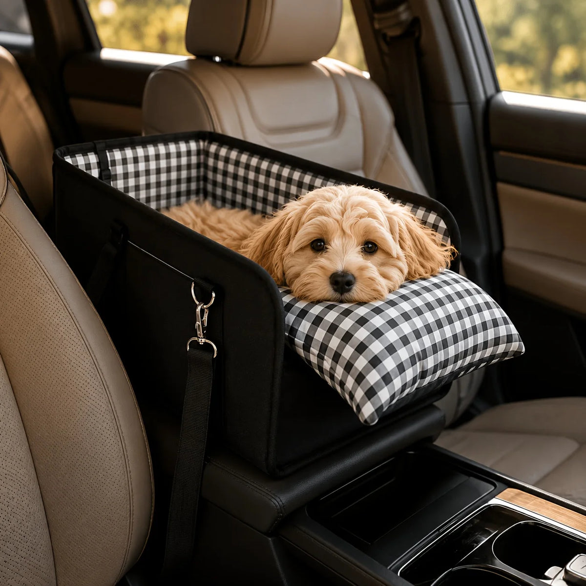 Foldable Dog Car Seat Booster with Anti-Slip Base