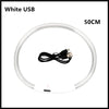 A white 50cm USB light collar with a flexible wire and a power switch.