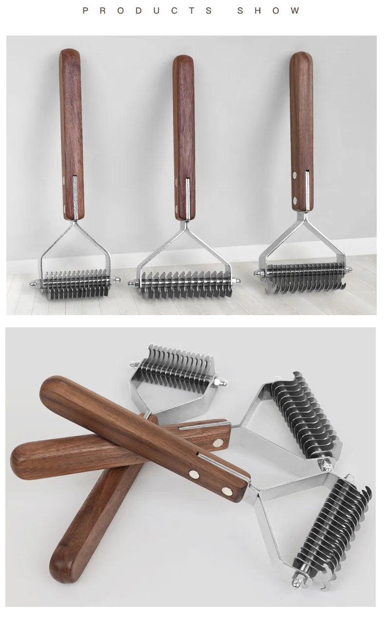 Double-Sided Wooden Pet Grooming Comb
