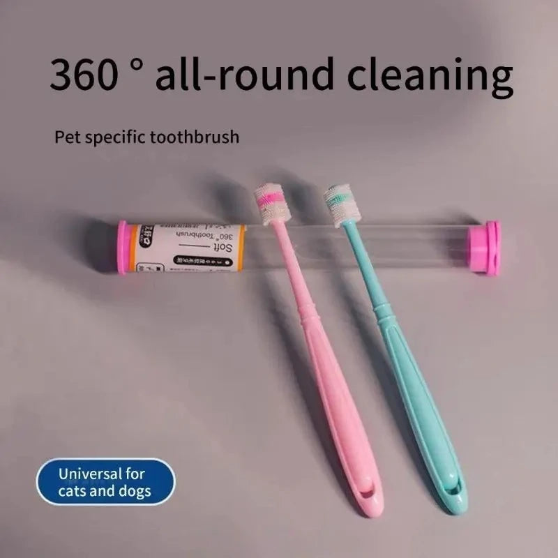360° Soft Silicone Pet Toothbrush for Cats and Small Dogs