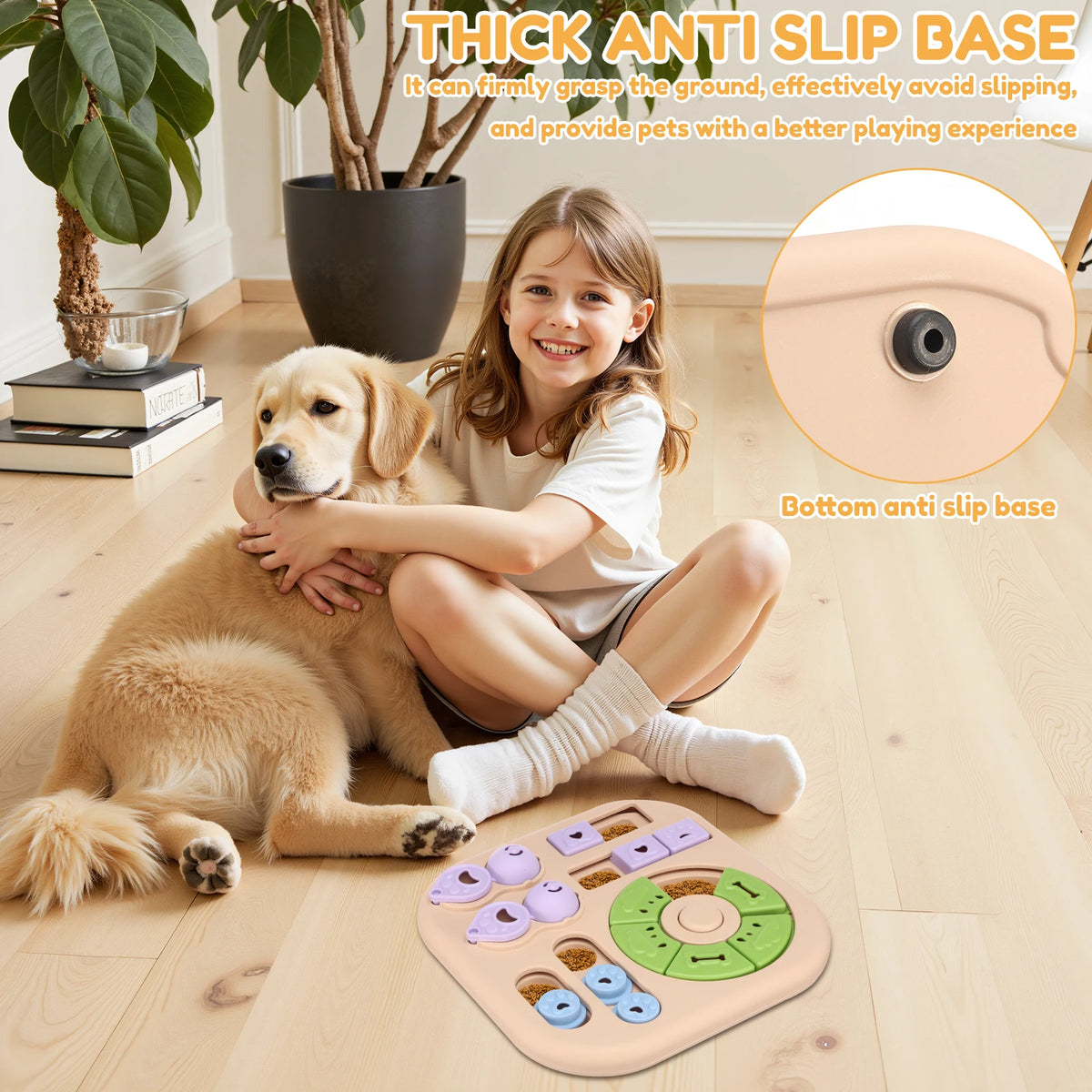Interactive Dog Puzzle Toy with Non-Slip Base for Mental Stimulation and Slow Feeding