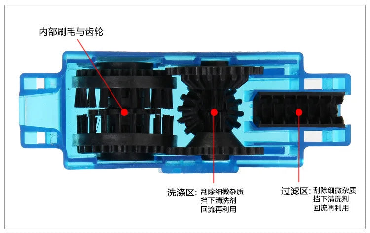 Portable Bicycle Chain Cleaner Tool with 3-Side Brushes
