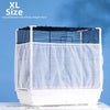 XL Size universal bird cage mesh cover set with black wire mesh and white plastic body