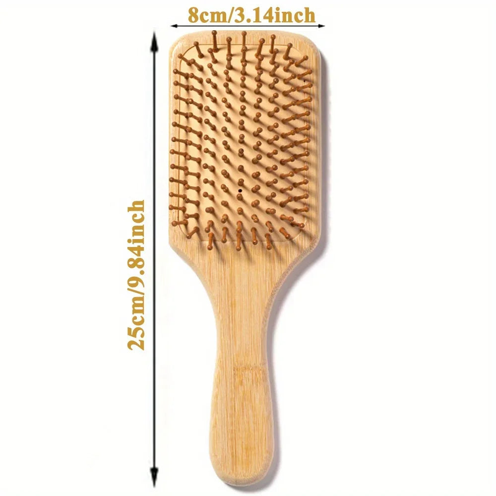 Natural Bamboo Air Cushion Scalp Massage Hair Brush – Detangling & Anti-Static