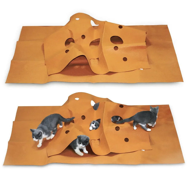 Foldable Cat Play Tunnel & Activity Mat