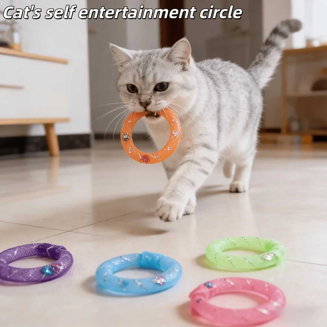 Soft Mesh Tube Cat Donut Toys with Bell - Interactive Chew & Play Set