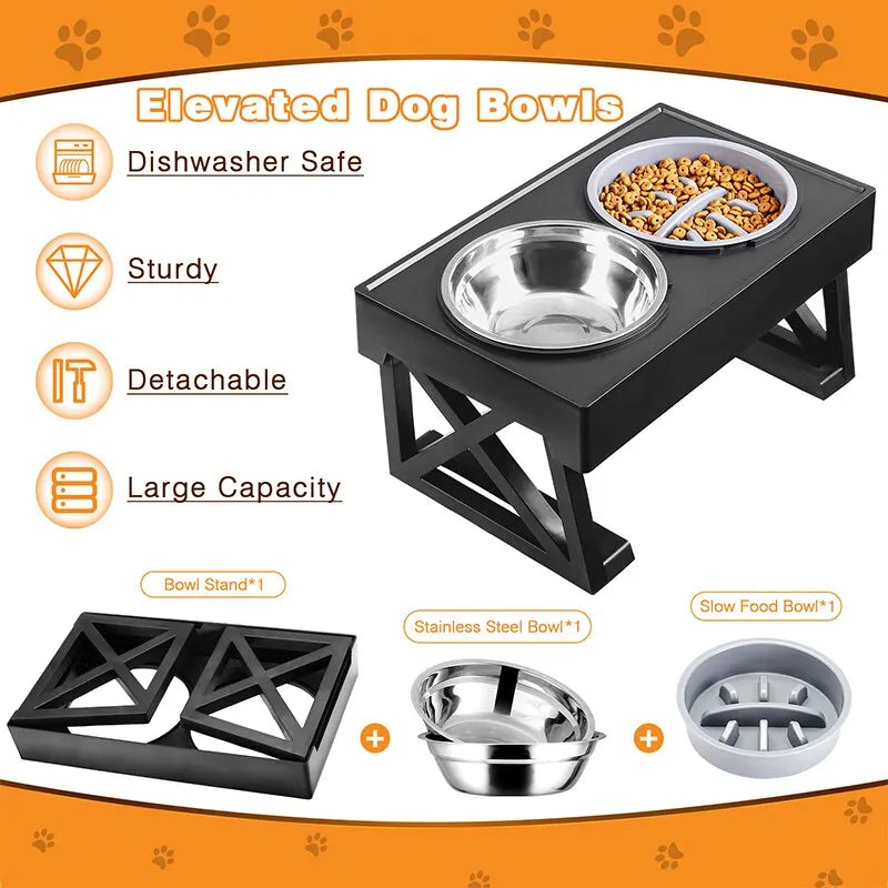 Soporte Elevado para Cuencos de Perro con Altura Ajustable