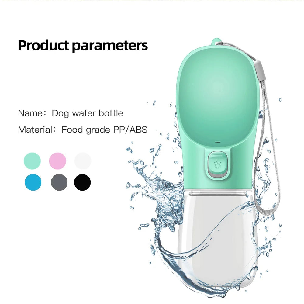 Portable Leakproof Dog Water Bottle with Built-In Drinking Bowl