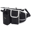 Black hands-free dog walking belt with a treat pouch and bungee leash